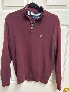 Nautica Men’s Zip-Neck Sweater in Burgundy